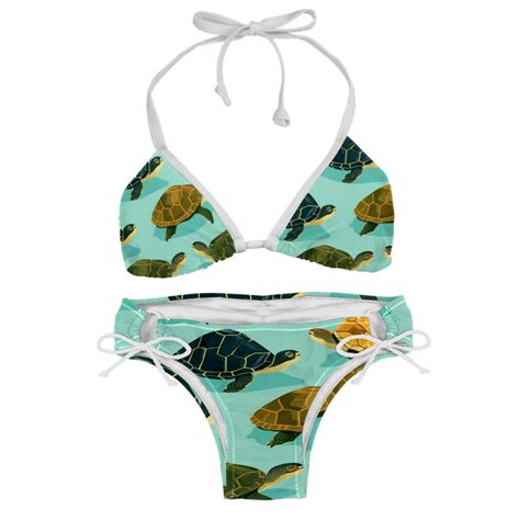 Turtle Seamless Adjustable Strap Bikini Set With Detachable Sponge Two Pack Ideal For Beach