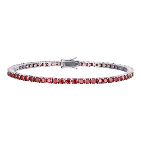 Real Ruby Red Moissanite 3mm Tennis Chain 925 Silver Iced Necklace Pass