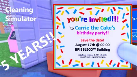 5 Year Anniversary And Release Date Of Carrie The Cake Cleaning Simulator Youtube