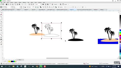 Corel Draw Tips Tricks Palm Trees On A Island Trace Youtube