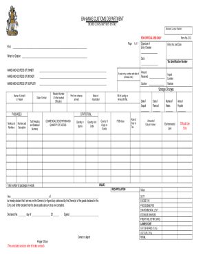 Fillable Online The Bahamas Customs Department Fax Email Print Pdffiller