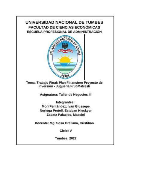 Proyecto Final Plan Financiero Proyecto de Inversión Jugueria