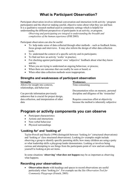 Guidelines For `good` Participant Observation