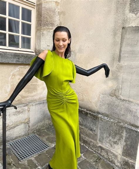 Bella Hadid Green Dress Runway Atelier Yuwaciaojp