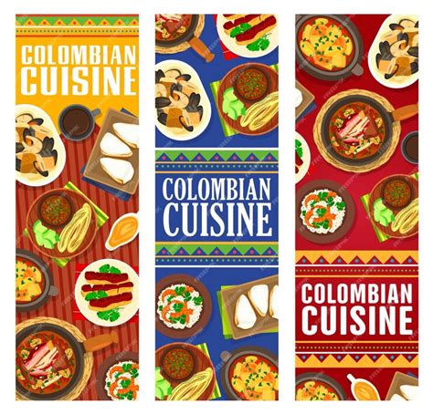 Comida Colombiana Banderas De Dibujos Animados De Cocina De Colombia