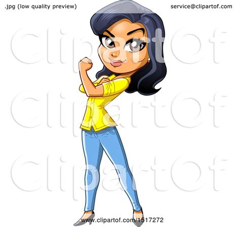 Clipart of a Strong Independent Woman Flexing Her Bicep - Royalty Free ...