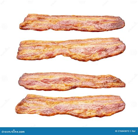 Fried Bacon Rashers Isolated On White Background Bacon Isolated On White Background Fried Pork