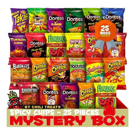 Chili Treats Spicy Flamin Hot Fiery Chili Mystery Box Of Chips Bundle