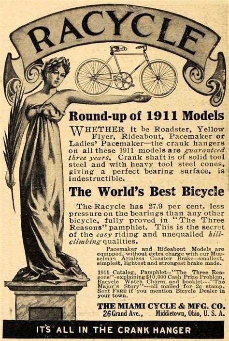 1911 Ad Racycle Bicycle Miami Cycle Manufacturing Bike Original