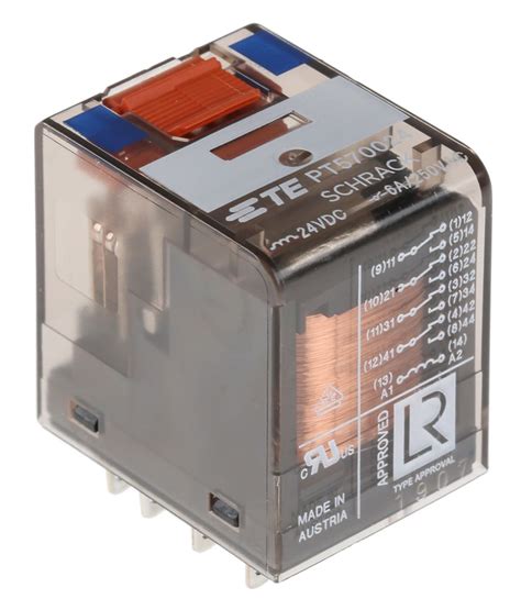 TE Connectivity 24V Dc Coil Non Latching Relay 4PDT 6A Switching