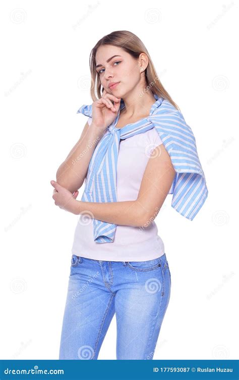 Portrait Of Beautiful Woman Wearing Casual Clothing Stock Image Image