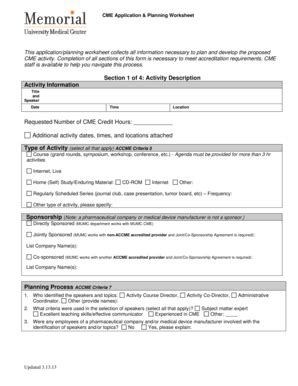 Cme Activity Planning Worksheet Fill Online Printable Fillable