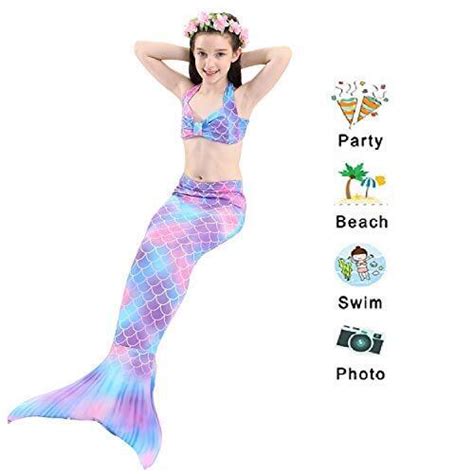 Conjunto de traje de bikini de cola de sirena para niñas para traje de