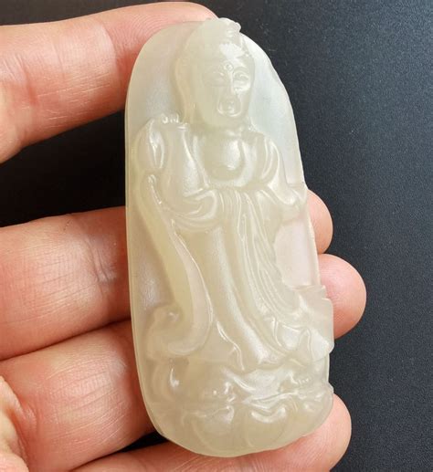 Bodhisattva Jade Pendant Carved Buddha Natural Jade - Etsy