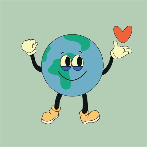 Cute Planet Earth Character Cute Earth Globe With Emotions Face Arms