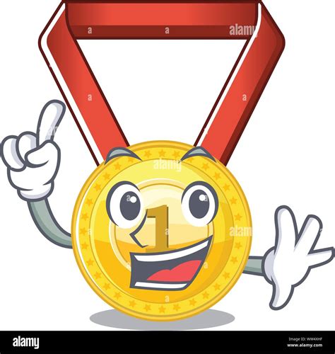 Finger Gold Medal Hung On Cartoon Wall Stock Vector Image And Art Alamy