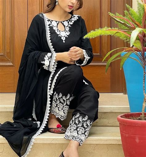 Stitched Cotton Embroidered Dress With Organza Dupatta Trouser