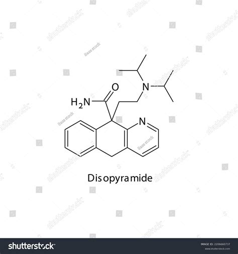 Disopyramide Molecule Flat Skeletal Structure Class Stock Vector