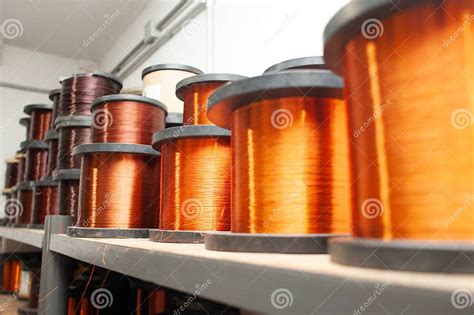 Many Coils Of Copper Wire In The Production Workshop Winding Copper