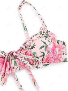 Zaful High Cut Cheeky Ruffles Floral Underwire Tie Front Bikini