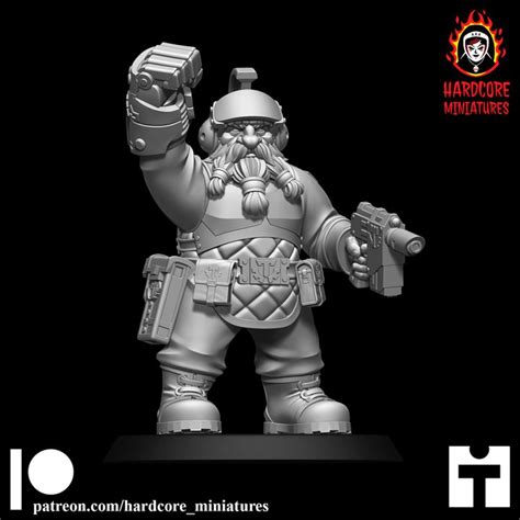 3D Printable Space Dwarf Officer Modular Set 3 By Hardcore Miniatures