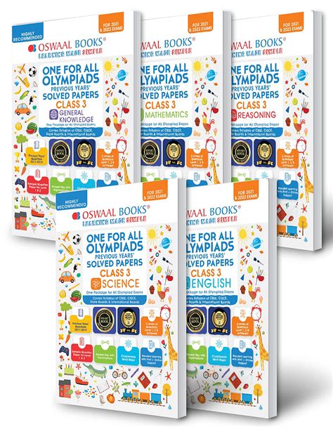 Oswaal One For All Olympiad Previous Years Solved Papers Class 3 Set Of 5 Books Mathematics