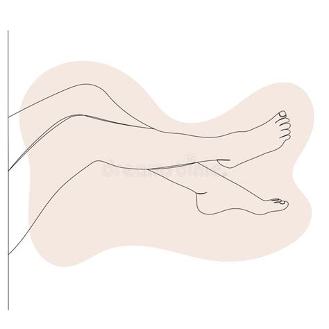 Female Feet Drawing By One Continuous Line Stock Illustration