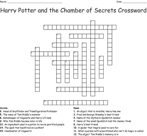 Free Printable Harry Potter Crossword Puzzles