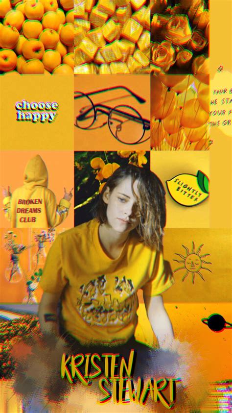 Kristen Stewart Lockscreen Wallpaper Yellow 💛💛💛