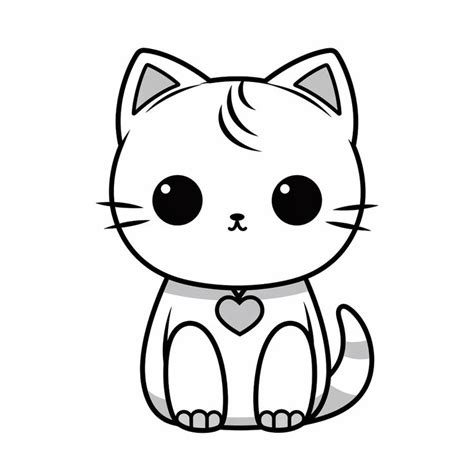 Dibujo De Gato Kawaii Para Imprimir Y Colorear Sencillos Cute Cat