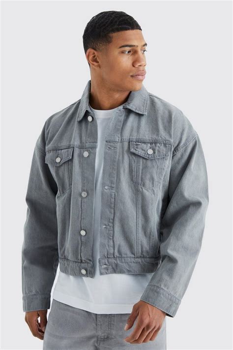 Boxy Fit Denim Jacket Boohoo Uk