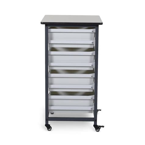 Buy Mobile Bin Storage Unit Single Row With Large Gray Bins Shiffler Furniture Fixtures