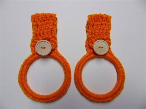 Crocheted Hanging Towel Holders Rings Set Of 2 Orange Kitchen Etsy