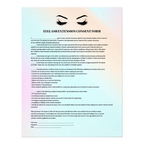 Glamorous Eyelash Extension Consent Form Flyer Zazzle