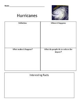 Hurricane Graphic Organizer by Bubbles and Sunshine | TpT