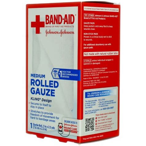 Band Aid Medium Rolled Gauze 3 In X 2 5 Yd Smiths Food And Drug