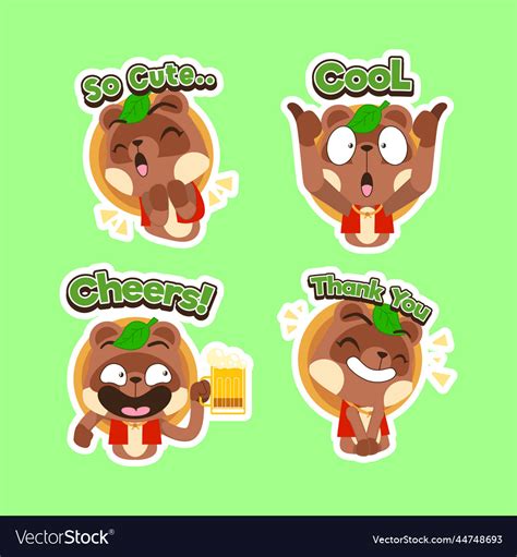 Cute Tanuki Set Tanuki Royalty Free Vector Image