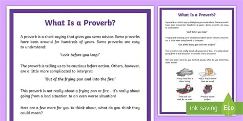 What Is A Proverb Poster Hecho Por Educadores Twinkl