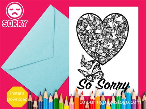 Printable Sorry Colouring Card Sympathy Card Extend Your Heartfelt