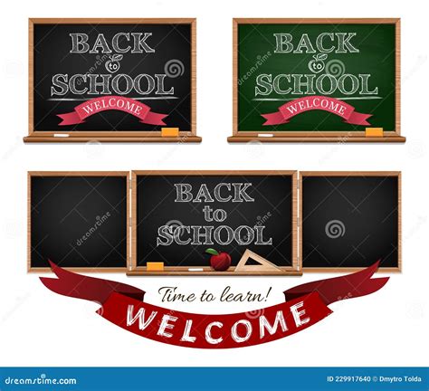 Back To School Text Drawing By Chalk In Blackboard Stock Vector