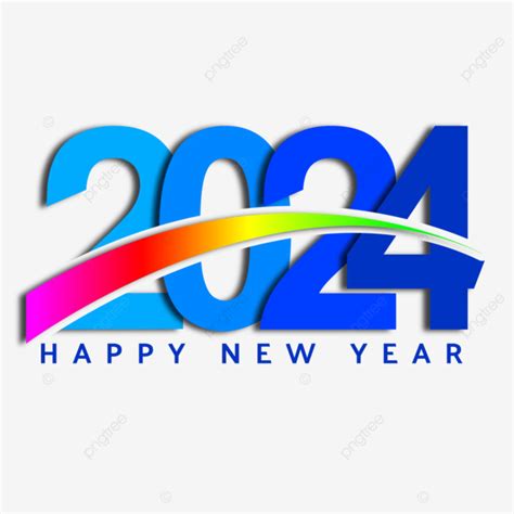 2024 Feliz Año Nuevo Diseño Vectorial Con Efecto Arcoiris PNG 2024