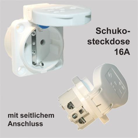 Anbau Einbau Schuko Steckdose A V Ip Wei Seitlicher Anschluss