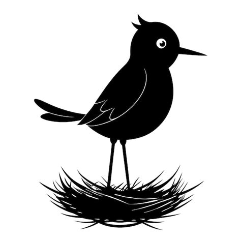 Premium Vector Bird On The Straw Silhouette Black And White