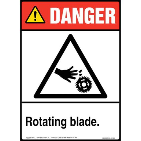 Danger Rotating Blade Sign With Icon Ansi Portrait