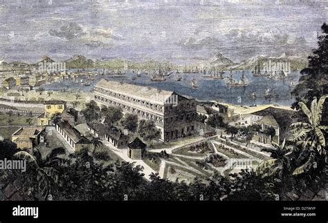 Harbor Of Hong Kong Engraving 1858 Stock Photo Alamy