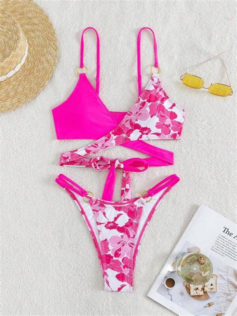 Floral Print Wrap Bikini Swimsuit Shein Usa