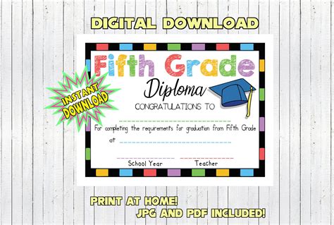 5th Grade Graduation Certificate Template