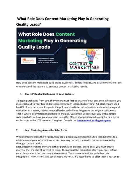 Ppt What Role Does Content Marketing Play In Generating Quality Leads