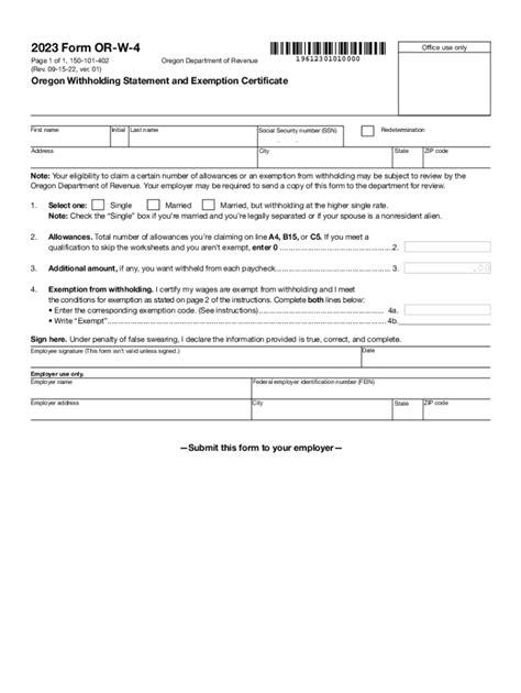 Oregon State W4 Form 2023 - Printable Forms Free Online