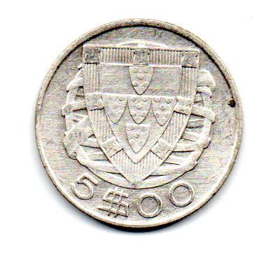 Numis Market Portugal 1947 5 Escudos Prata 650 Aprox 7g 25 Mm